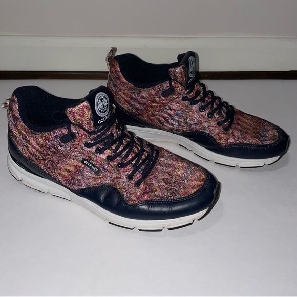 NFN Gourmet Trainer Sneakers Colorful Knit on Navy Men's Size 11 - Picture 3 of 10